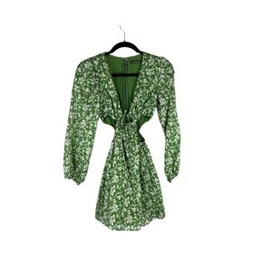 Abercrombie Green Long Sleeve Cutout Waist Mini Dress size XS Petite